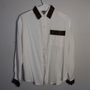 Cream Button-Up With Embroidered Accents XS/S